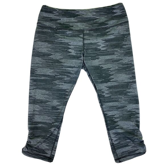 Brooks Running Greenlight Gray Print Running Capri Leggings Women's size L Large - Picture 1 of 15